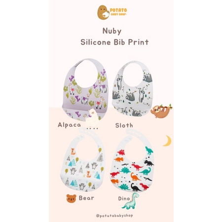 Nuby Silicone Bib Print - Celemek Silikon Anak