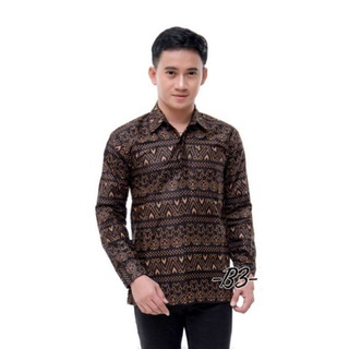 Batik Pria Lengan Panjang Premium BATIK AZMIL HRB026 motif KERATONAN Kode 002 size M L XL XXL