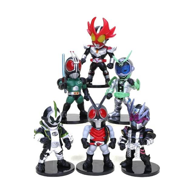 Action figure Mainan set isi 6 Chiby Mini Kamen Rider Masked Rider Black RX Satria Baja Hitam