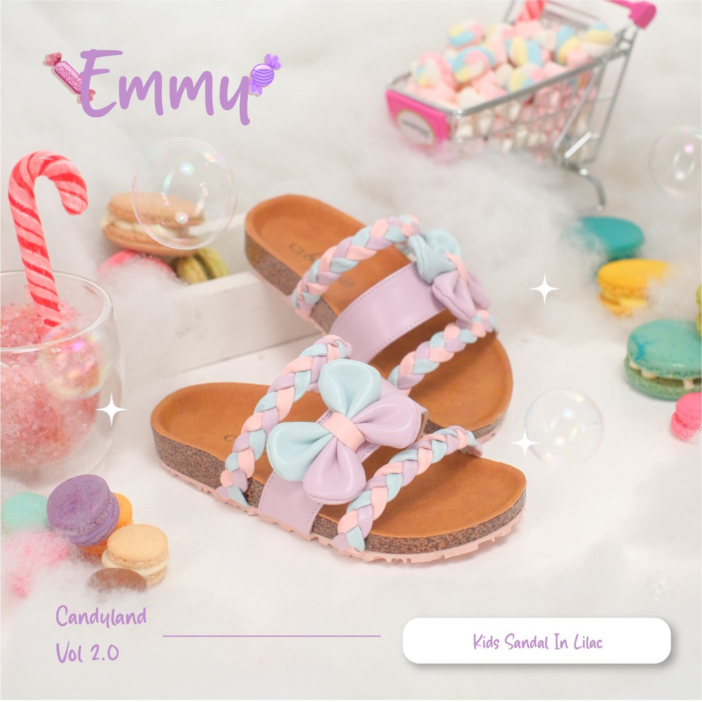CLOEVKIDS - PRE ORDER Emmy Size 22-35 Sandal Kepang Pita Anak Perempuan Slip On Flat Lucu Korean Style