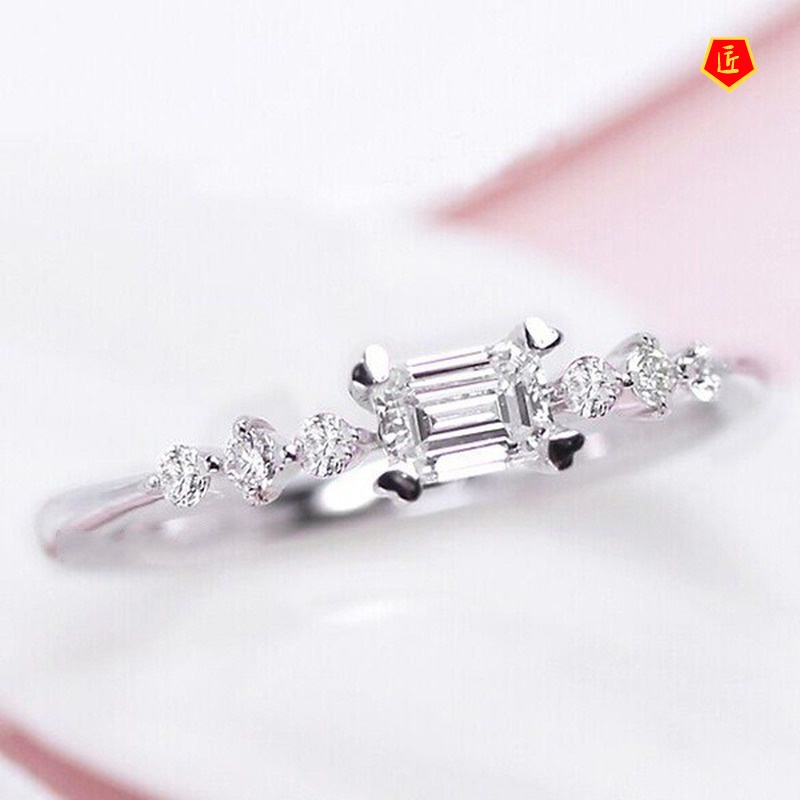 [Ready Stock]925 Silver Exquisite Square Diamond Japanese Style Ring