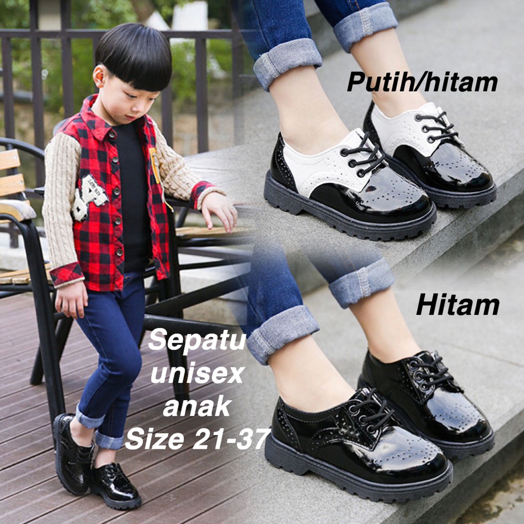 (LOLI-JKT) SP-CSA SEPATU ANAK UNISEX IMPORT HITAM &amp; PUTIH/HITAM SIZE 21-37