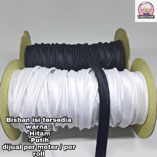Bisban Isi / Lis Baju Putih & Hitam (Meteran)