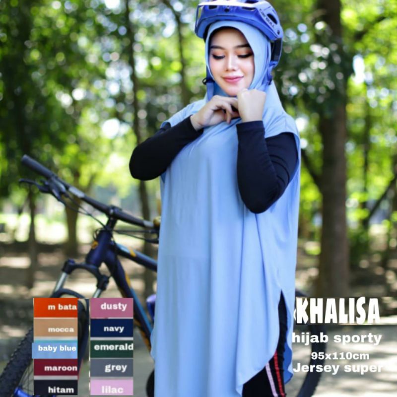 HIJAB SPORTY SYAR'I MUSLIMAH OLAHRAGA KHALISA JERSEY SUPER - ummiyunni hijab-Babyblue