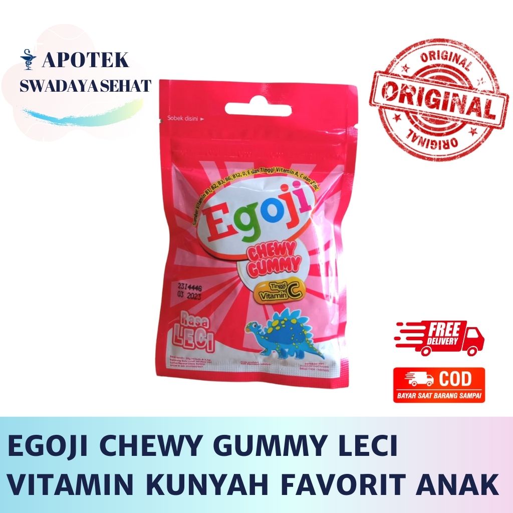 EGOJI CHEWY GUMMY - Permen Kunyah Vitamin Nutrisi Anak Rasa Leci Sachet Isi 10