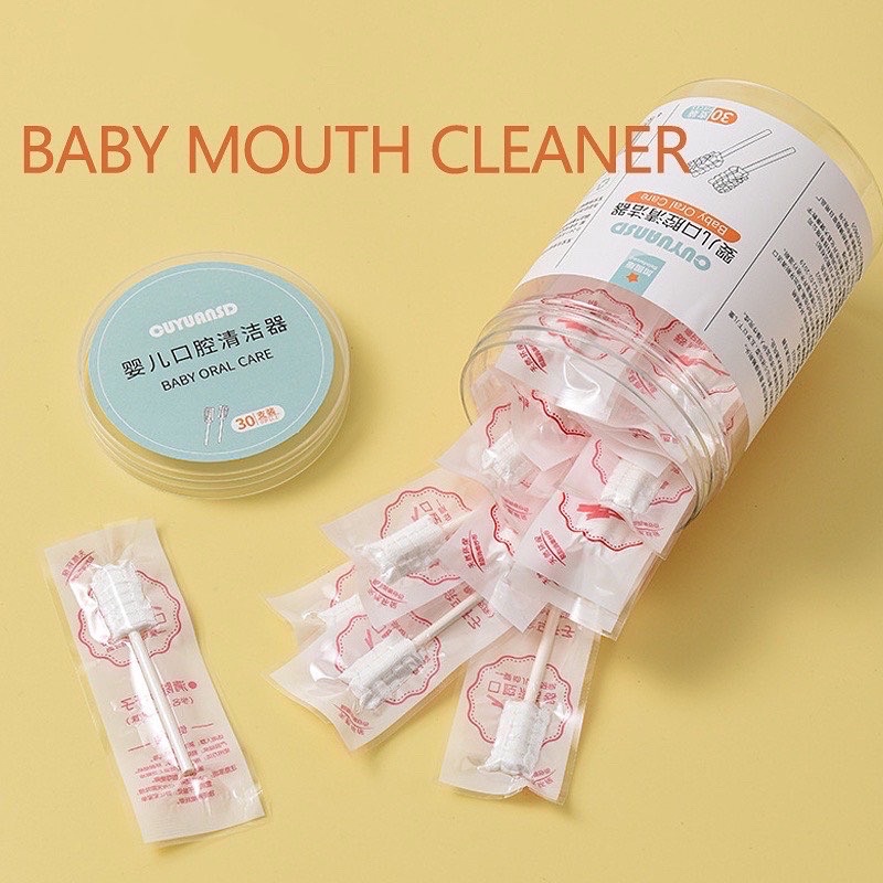 Baby dental care disposible oral cleanser cotton - kapas stick pembersih lidah bayi