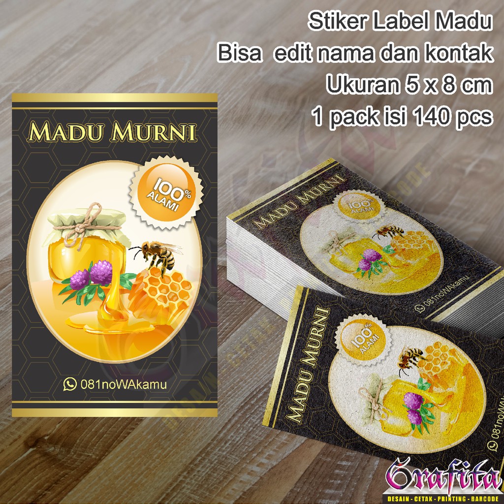 

(1pack=140pcs) Stiker Label Madu 5x8 cm