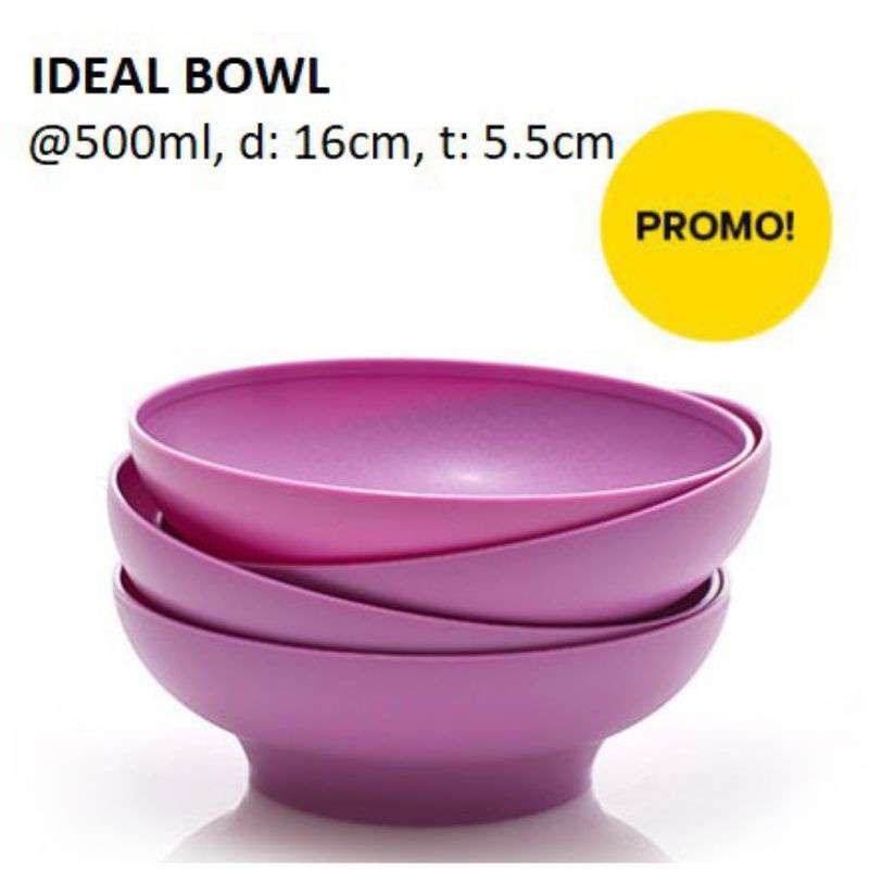 

Tuperware 4pcs Ideal Bowl 500ml Ungu / Merah / Toska / Hijau mangkok