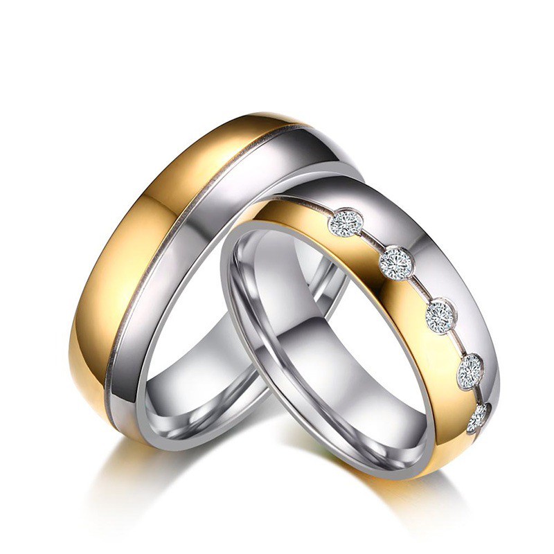 [NEW] Cincin Couple / Tunangan / Nikah / Pasangan / Titanium Gold unik dan elegant C086