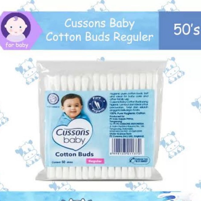 CUSSONS BABY COTTON BUD REGULER 50 STICK / COTTON BUDS PEMBERSIH TELINGA BAYI