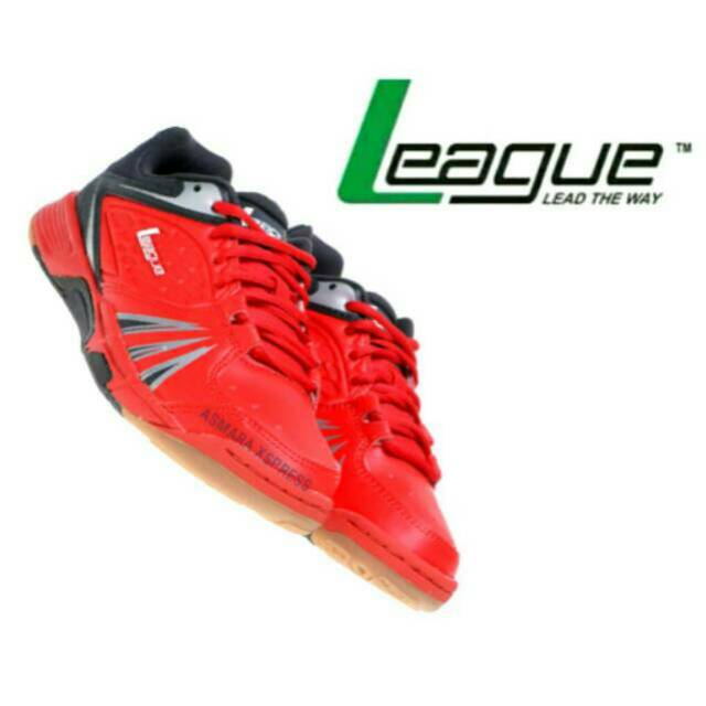 League Original Raid LA Sepatu Badminton - Fiery Red Nine Iron Met Silver