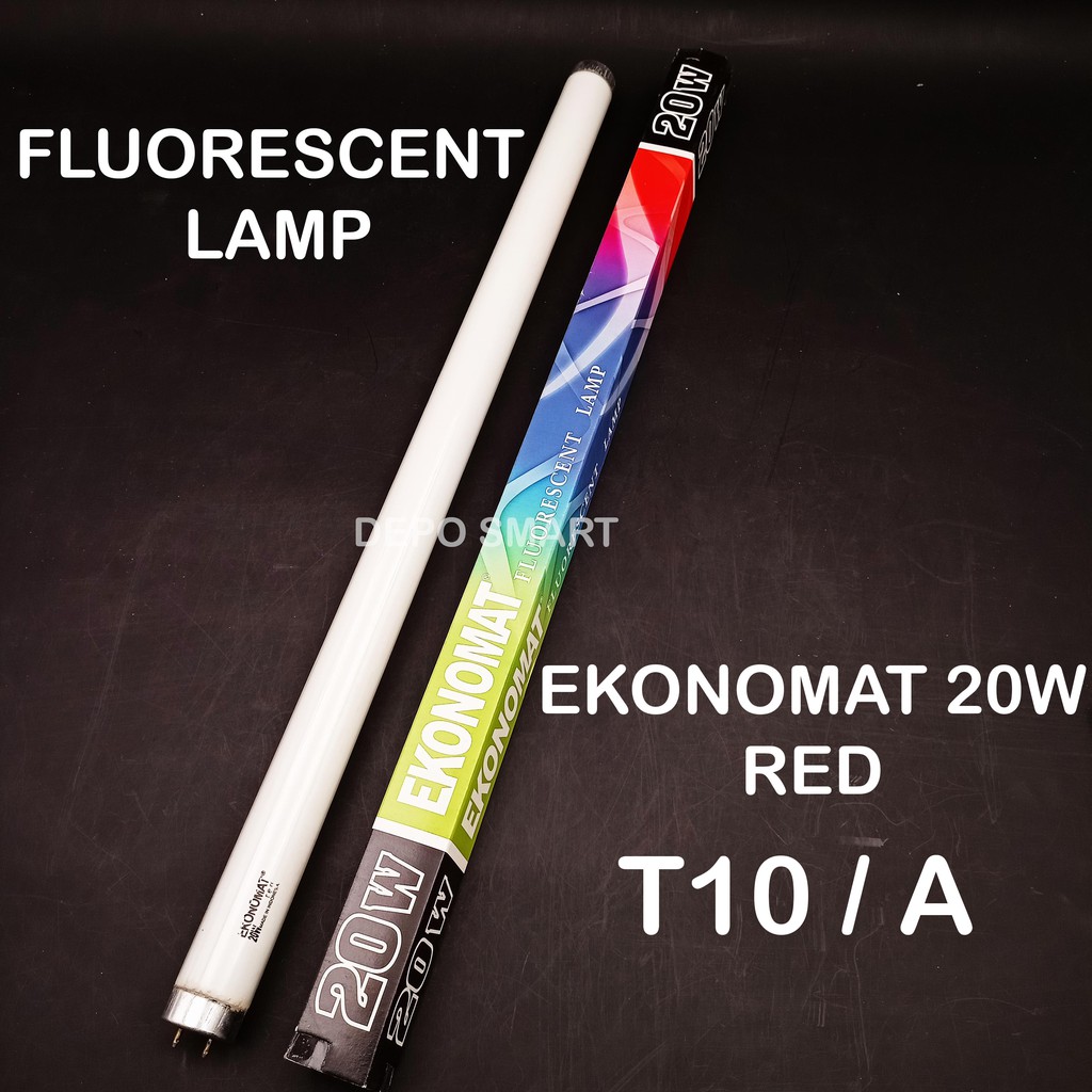 LAMPU EKONOMAT FLUORESCENT LAMP 20W RED - MERAH T10/A - MURAH HEMAT