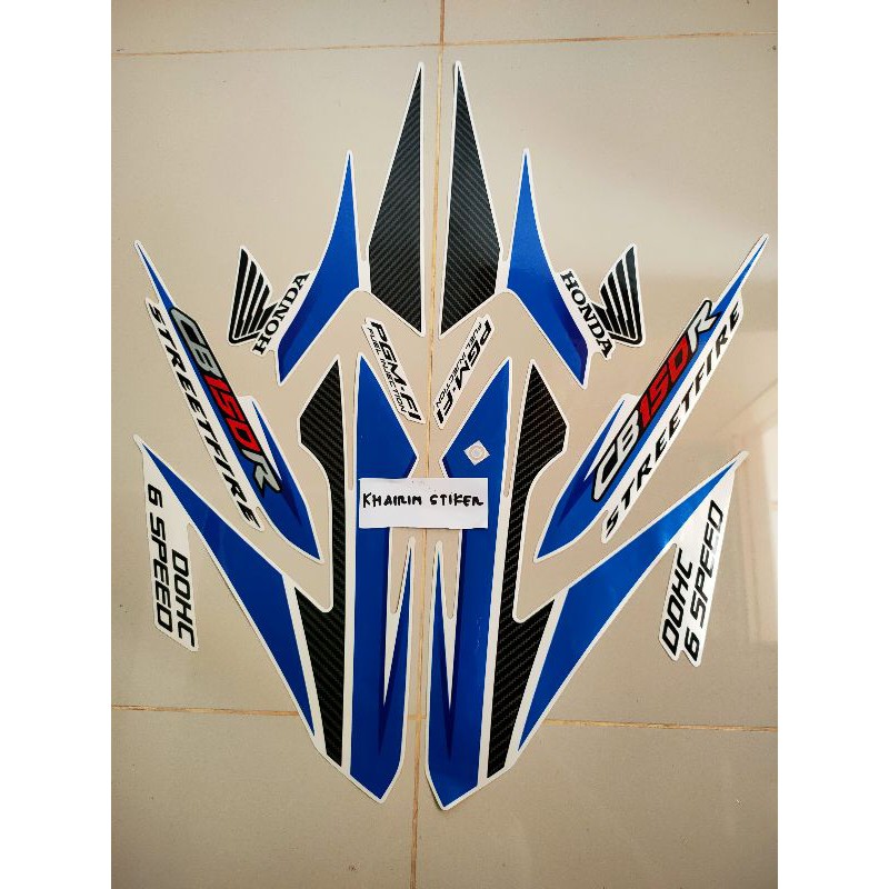 striping stiker CB150R cb150 r putih biru 2014 2015