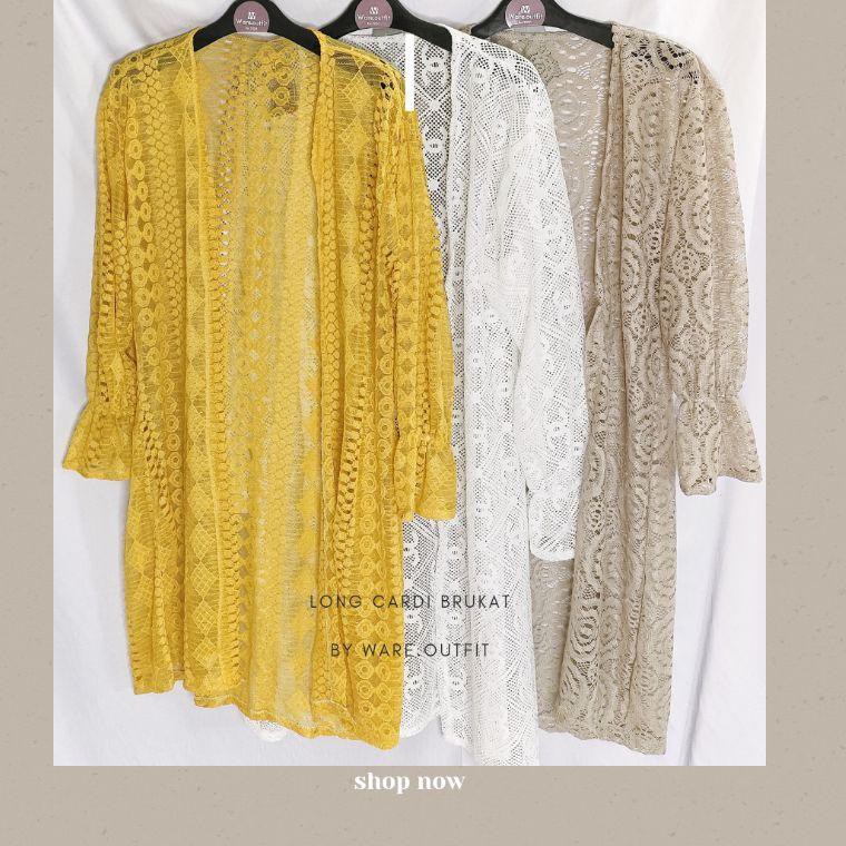 Harga special Cardigan Brukat Lengan Balon/ Cardigan/ Atasan Wanita/ brukat premium/ LongCardi/ Oute