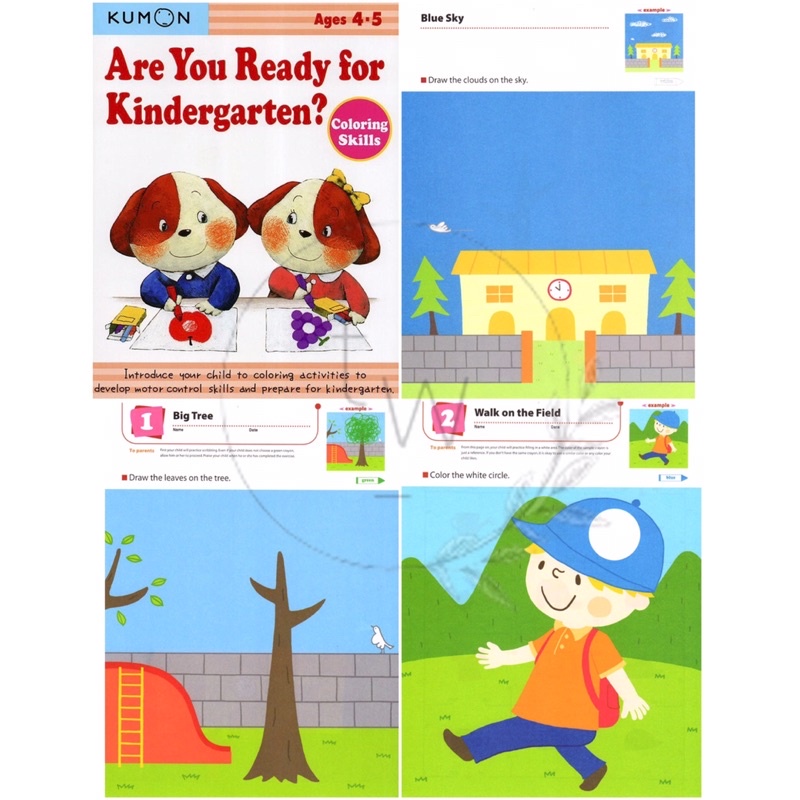Kumon Are You Ready for Kindergarten Ages 4-5 Coloring / Math / Pasting / Pencil / Scissor / Verbal Skills - Buku Aktivitas Anak PG TK-1