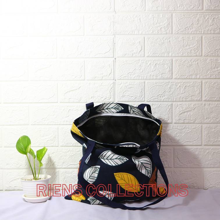 TAS KANVAS TOTEBAG KANVAS MOTIF DAUN NANGKA BIRU. Riens Collections Tas Jogja Tas Souvenir Jogja Oleh Oleh Jogja Malioboro