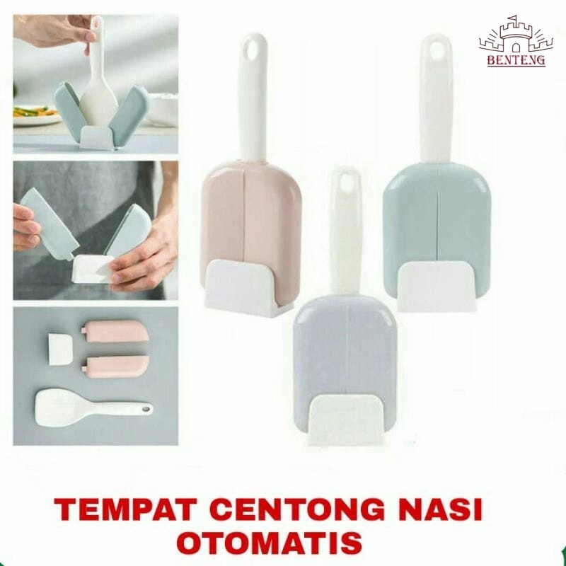 SN01- Centong Nasi Ajaib- Sendok Nasi- Tempat Cover Buka Tutup Otomatis