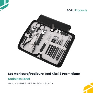 gunting kuku manicure pedicure nail clipper set 18 pcs hitam 7029b