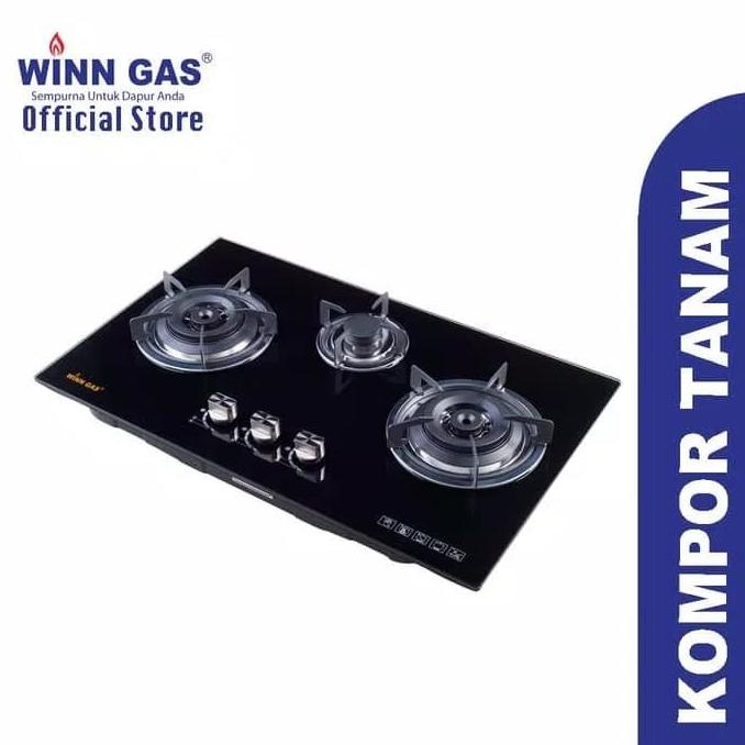 Kompor Gas Tanam 3 Tungku Kaca Winn Gas W-999
