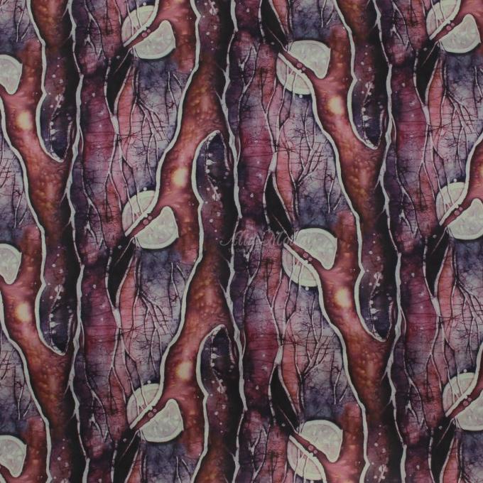 Silky Strech Motif Abstract Wood Forest (Purple) (Alta Moda)*