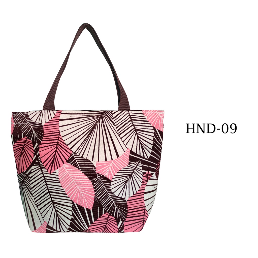 TAS KANVAS HAND BAG TAS TANGAN TOTE BAG BAHAN KAIN KANVAS TEBAL DENGAN RITSLETING MOTIF HND-09