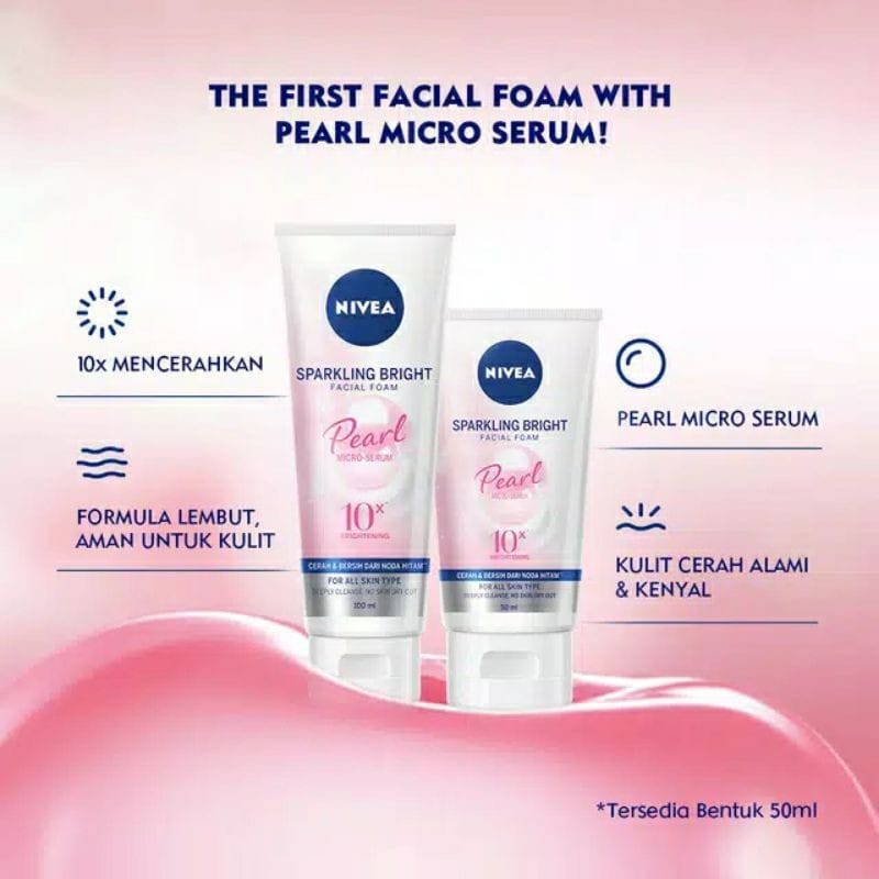 NIVEA SPARKLING BRIGHT WHITENING FACIAL FOAM 100ML ORIGINAL ~ READY STOK