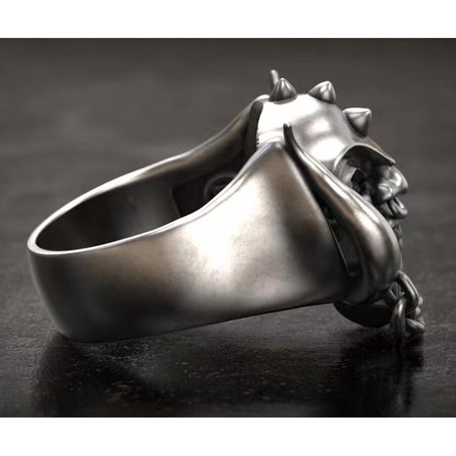 Cincin Desain Kepala Tengkorak Warna Hitam Gaya Punk Vintage Untuk Pria Dan Wanita