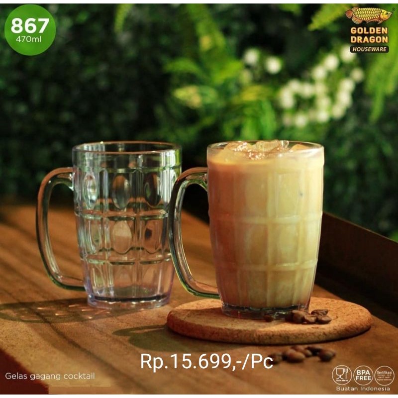 Grosir dan Ecer kode 867 Gelas Gagang Cocktail 470 ml Golden Dragon /Free Bubble dan dus