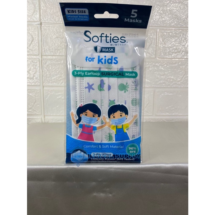 Masker Anak Softies Earloop Medis Daily Mask for Kids merk Softies 5s