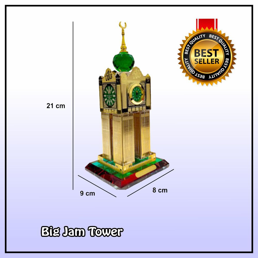 MIniatur Kristal Big Tower Jam Mekah