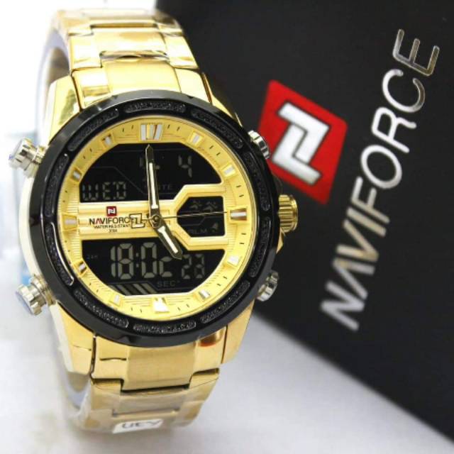 JAM TANGAN RANTAI PRIA NAVIFORCE DUALTIME  4,5CM