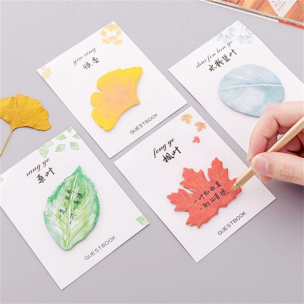 Lanfy Ginkgo biloba Sticky Note Fresh Ins Style Planner Stiker Notepad Kertas Bookmark Alat Tulis Tulisan Pad Daun Imitasi Pesan Note