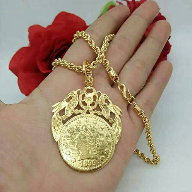 Kalung+liontin coin emas penang 24k