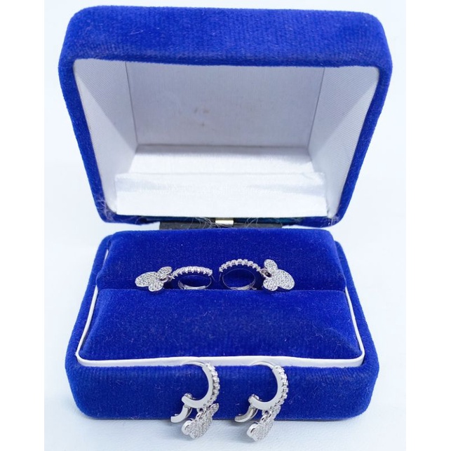 anting jepit listring mp + m. kepala mickey mp / anting jepit perak asli silver 925 lapis emas