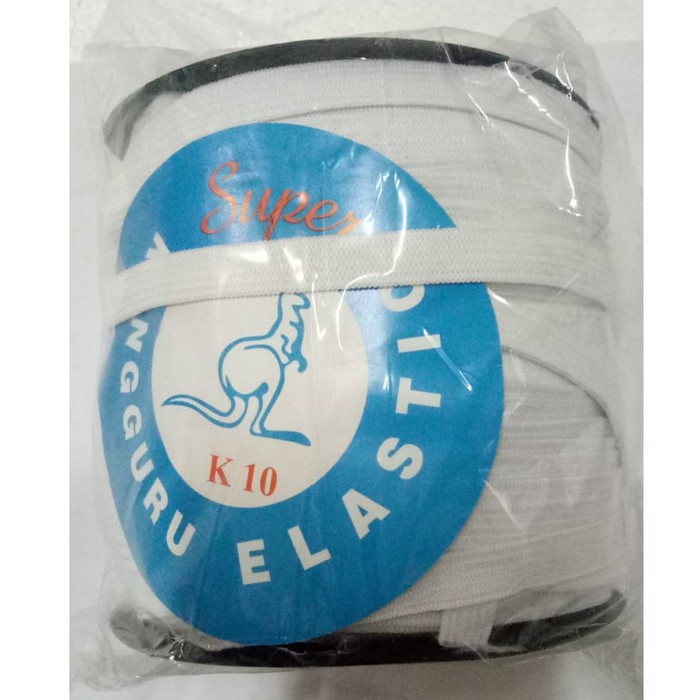 karet elastis 1cm /10mm putih panjang 92 meter - Putih - Putih