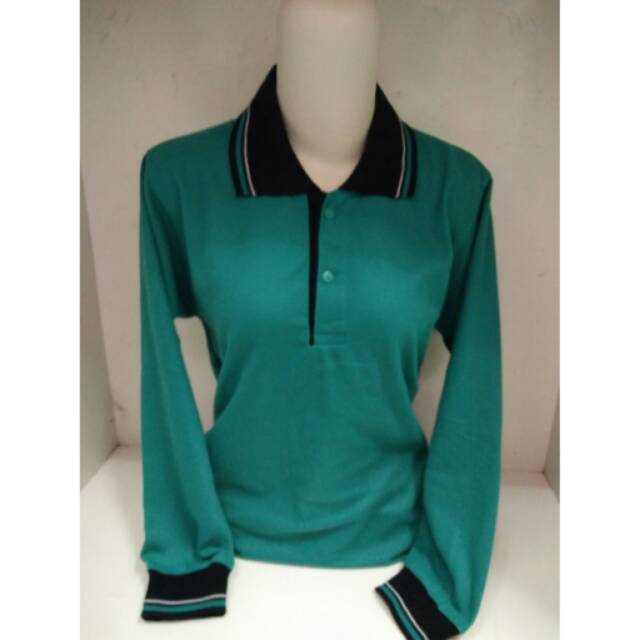 Polo Shirt Panjang Hijau Tosca | Polo Shirt | Kaos Polos | Kaos Cewek