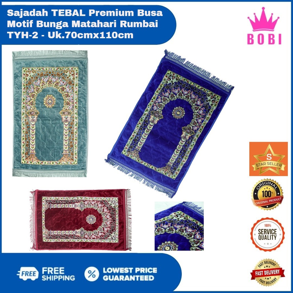 Jual Sajadah Tebal Premium Busa Motif Bunga Matahari Rumbai Tyh