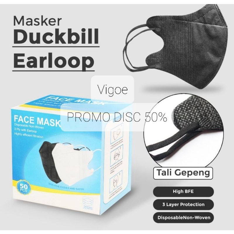 Masker Duckbill Garis isi 50pcs Pakai Box Harga Grosir