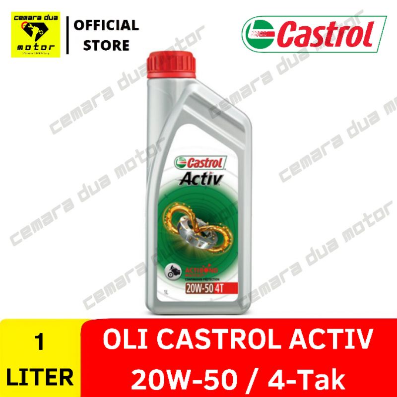 OLI CASTROL ACTIV 20W-50 4TAK 1 LITER OLI CASTROL SILVER HIJAU PUTIH OLI MESIN OLI MOTOR OLI HONDA Y