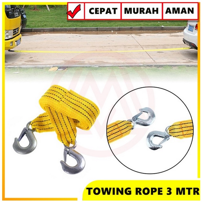 TALI DEREK MOBIL 3 METER towing Car Emergency Tow Rope 3 ton Bengkel