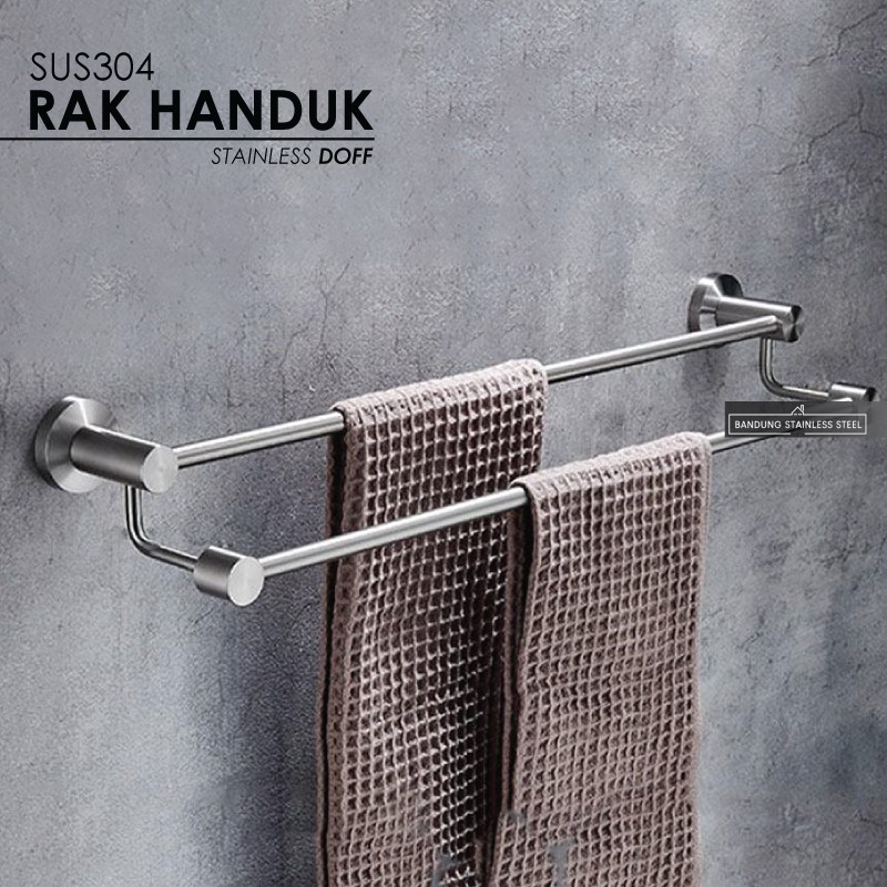 sus 304 Rak handuk gantungan kecil 60cm 2 baris stainless kamar mandi A10