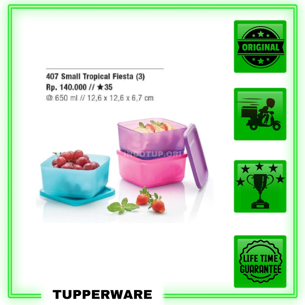 Tupperware Promo Small Tropical Fiesta (3) Tempat Penyimpanan Makanan Cemilan / Free Bubble wrap