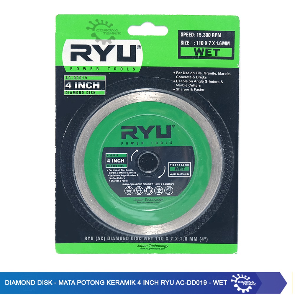 RYU AC-DD019 - WET - Diamond Disk - Mata Potong Keramik 4 inch