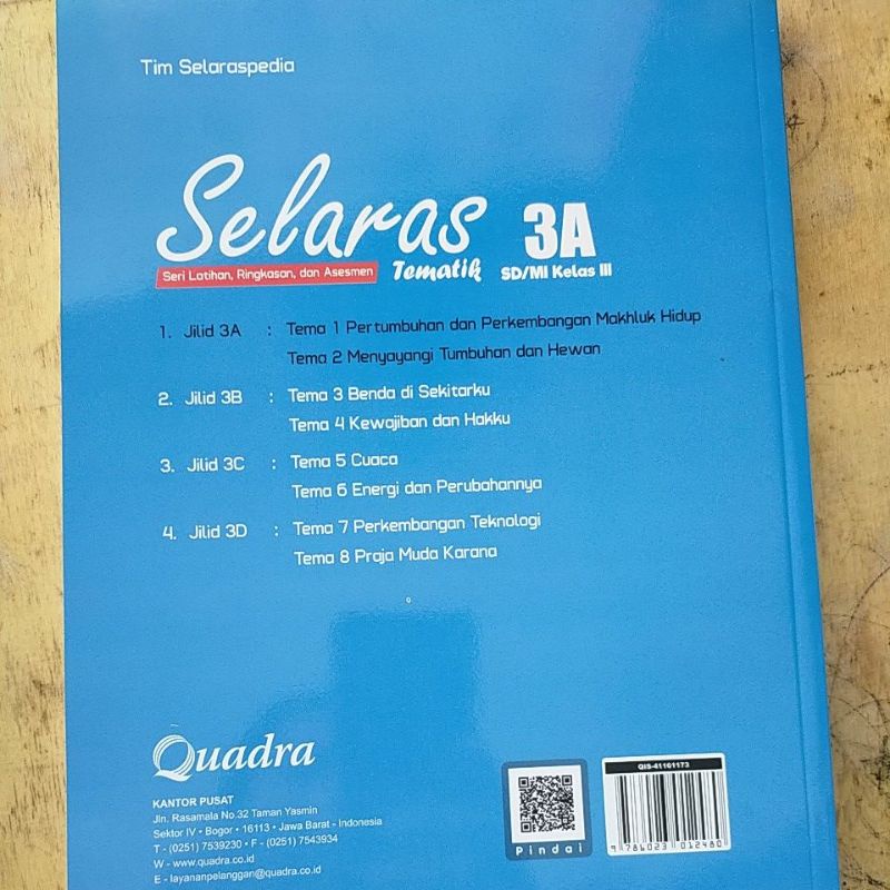 ORI buku teks selaras tematik untuk SD kelas 3A semester 1 penerbit Quadra