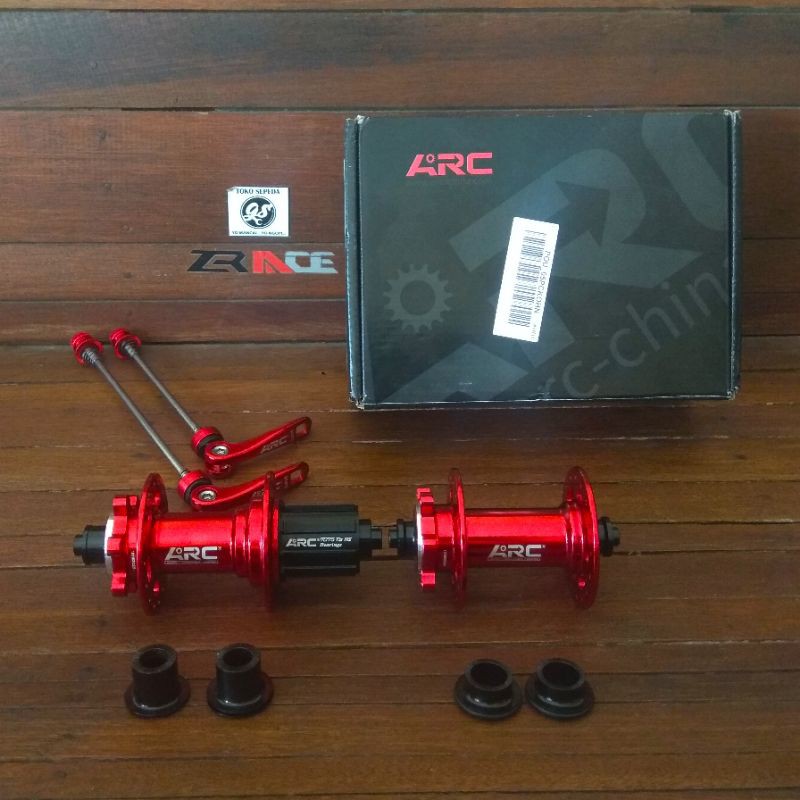 HUB FREEHUB BEARING JANGKRIK TAWON ARC MT-005 4 IN 1 BISA QR ATAU TA THRU AXLE RED ANODIZED 1 SET