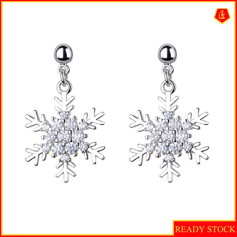 [Ready Stock]Female Personality Fairy Snowflake Diamond Earrings