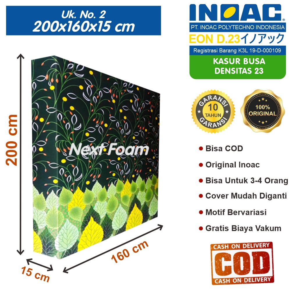 Kasur Busa Inoac Ukuran No 2 200x160x15 cm Tebal 15 cm EON D23 ORIGINAL INOAC Garansi 10 Tahun Asli