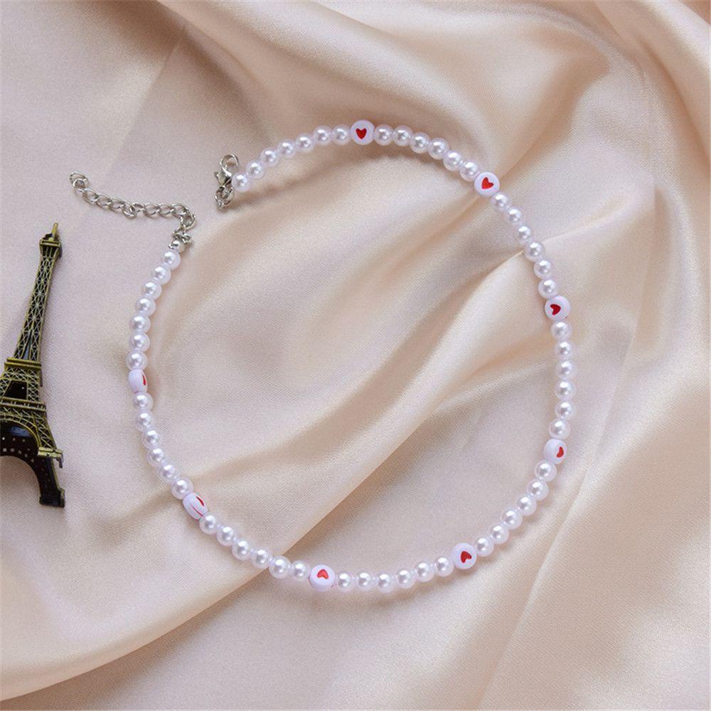 Chookyy Pearl Beads Necklace Simple Wanita Elegan Hadiah Pasangan