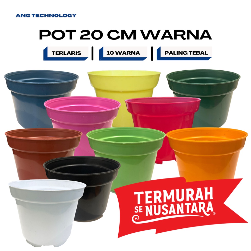 Pot Bunga ANG WARNA - WARNI 20 cm Termurah se-Indonesia