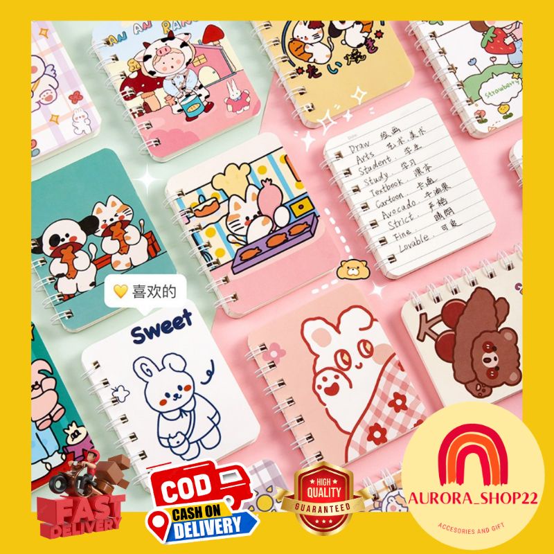 

[COD] Notebook Mini Buku Catatan Kecil Buku Memo Mini Karakter Lucu Praktis Notebook Spiral